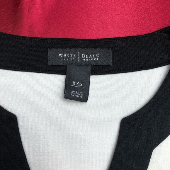 White House Black Market (WHBM) Black & White Ponte 3/4 Sleeve Tunic Top - Picture 4 of 11